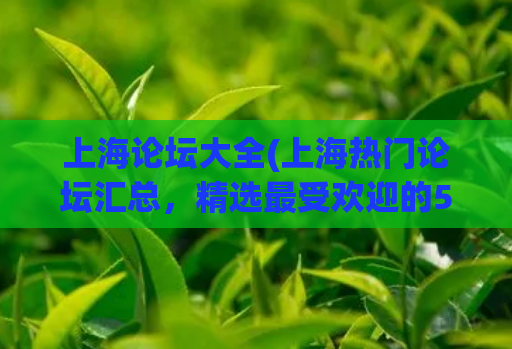 上海论坛大全(上海热门论坛汇总,精选最受欢迎的50个大型论坛!) 第1张 上海论坛大全(上海热门论坛汇总,精选最受欢迎的50个大型论坛!) 第1张